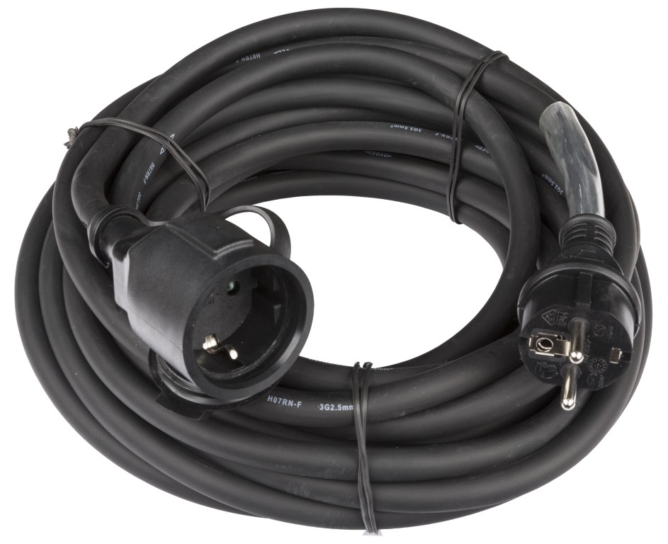 Stroomverlengkabel 3G2,5 en German Shuko connectors - POWERCABLE-3G2,5-10M-G