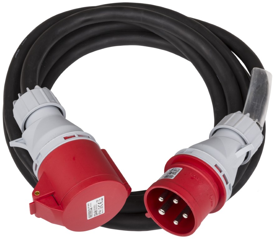 5-polige CEE stroomkabel met transparante krimpkous - CEE-CABLE-32A-5G6-5M