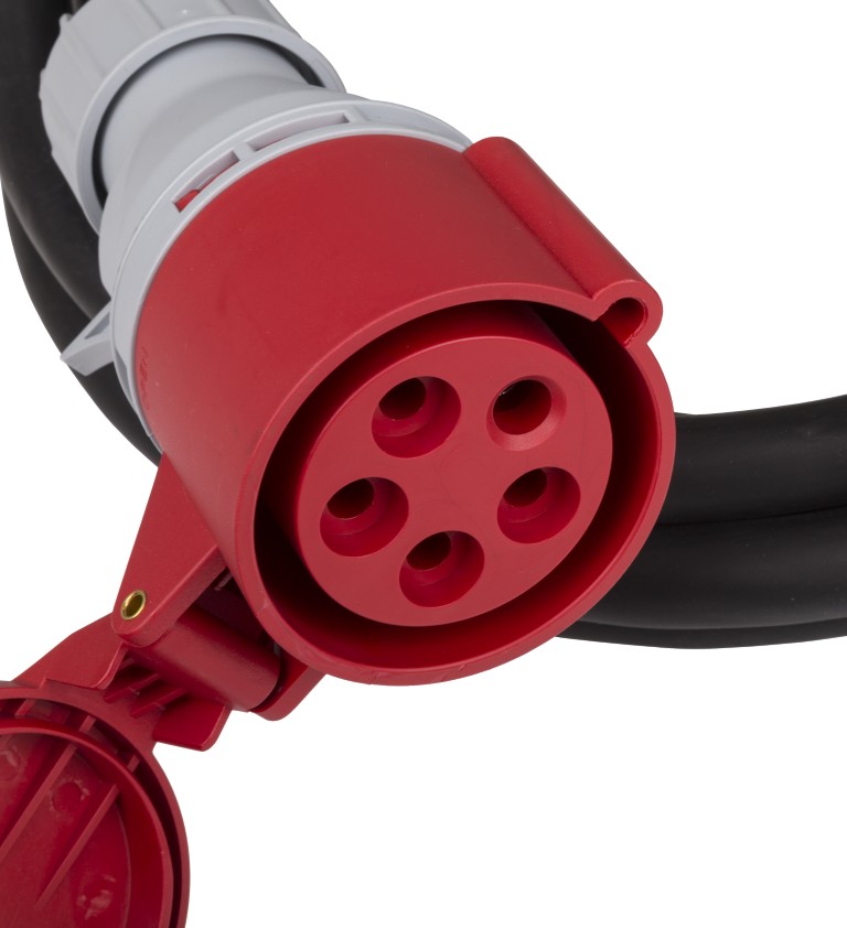 5-polige CEE stroomkabel met transparante krimpkous - CEE-CABLE-32A-5G6-5M