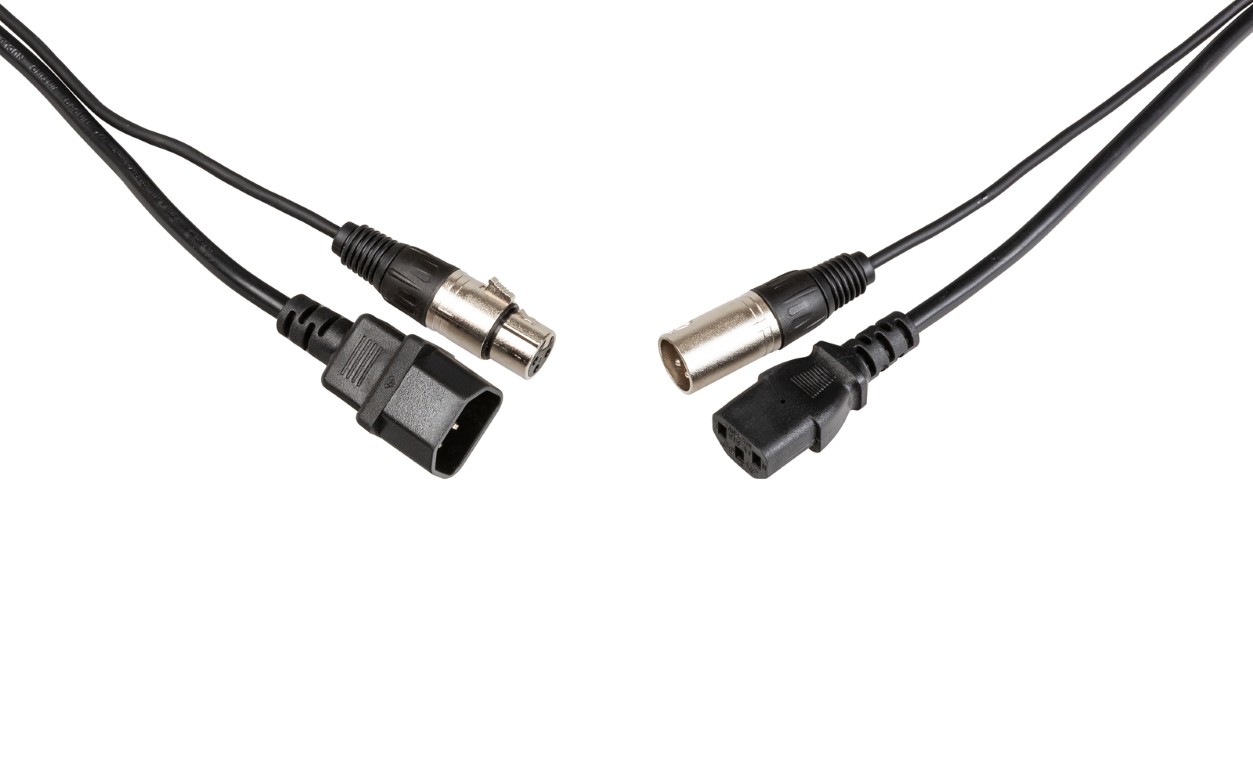 Combikabel met IEC power en 3pin XLR connectoren - 5m - AUDIO COMBI CABLE IEC/XLR-5M