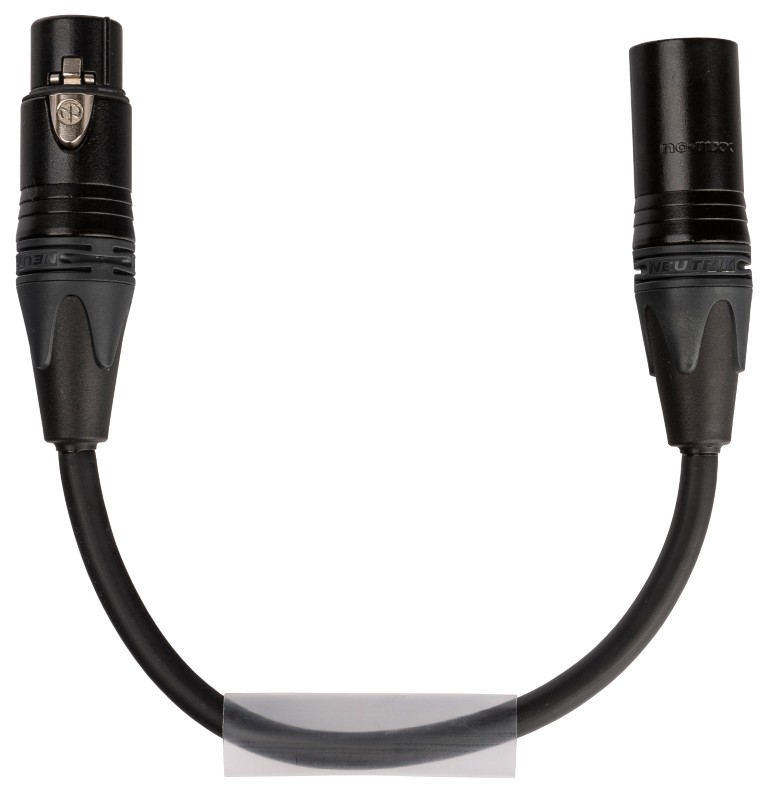 Geassembleerde, gebalanceerde TASKER DMX signaalkabel met Neutrik® NC3MXX-BAG/NC5FXX-BAG connectoren en transparante krimpkous (5cm, niet gekrompen) voor gepersonaliseerde etiketten. - PRE-3M5F1038ZW0.15 (BAG)