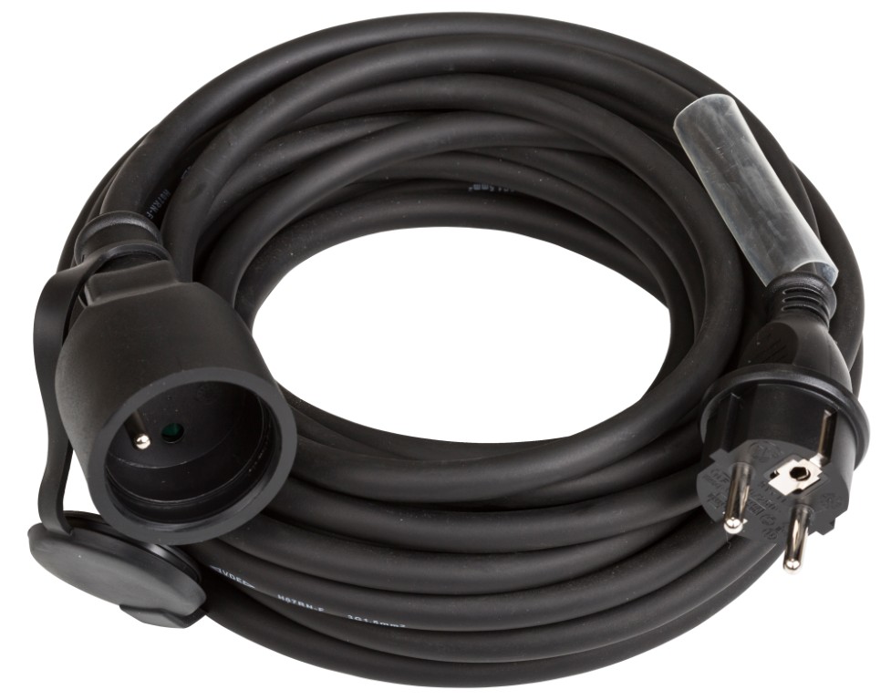 Stroomverlengkabel 3G1,5 en French Shuko connectors - Lengte 20m - POWERCABLE-3G1,5-20M-F