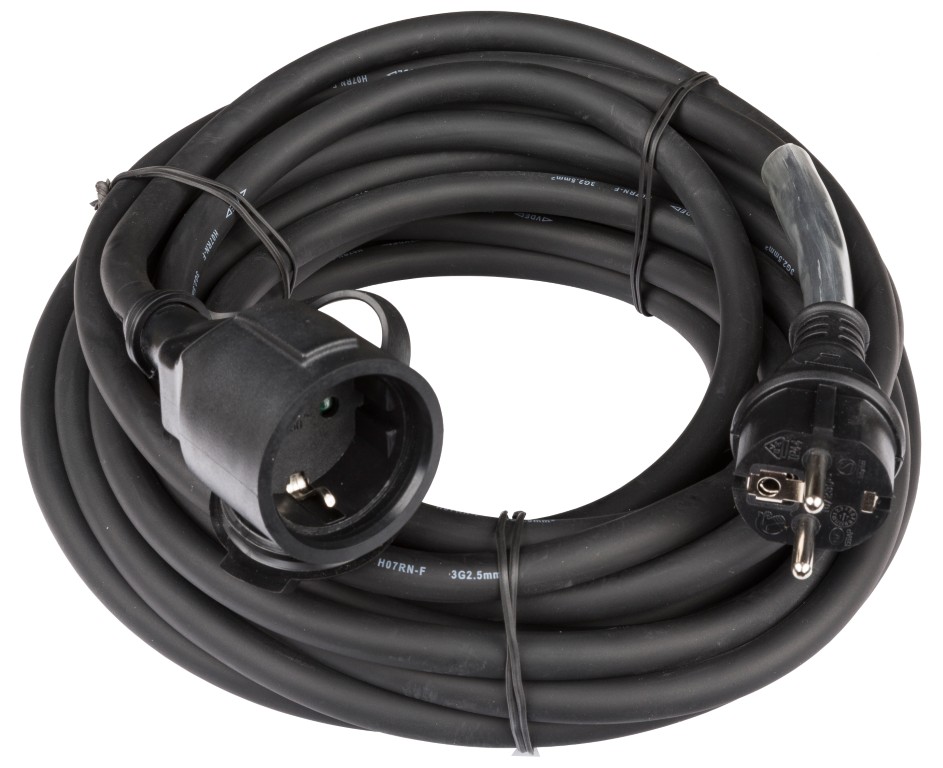 Stroomverlengkabel 3G2,5 en German Shuko connectors - Lengte 15m - POWERCABLE-3G2,5-15M-G