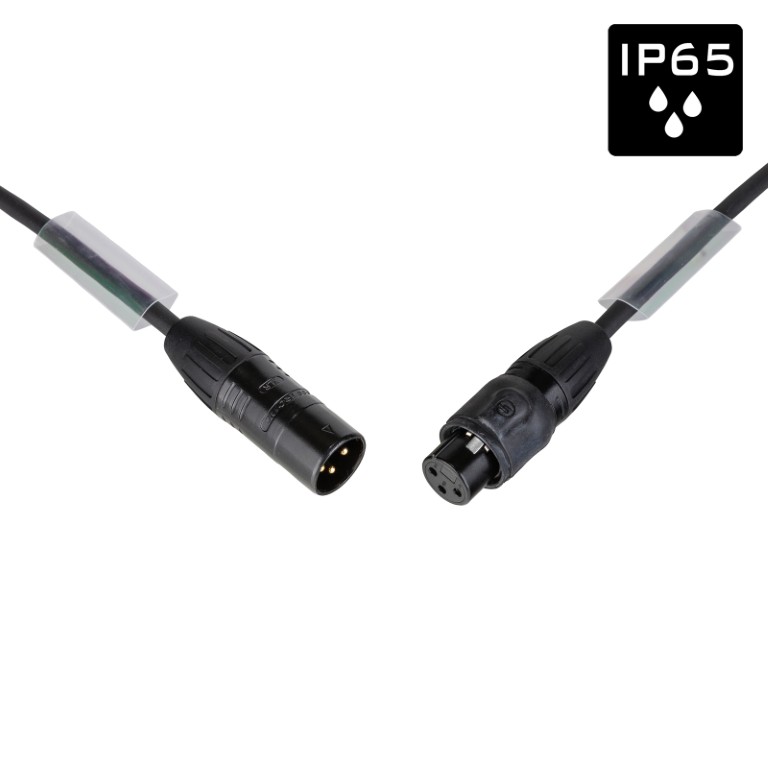 EURO PRO-SERIES: Geassembleerde DMX/AES-kabel met 3pin IP65 XLR Seetronic-connectoren, L=3m - DMX-3PMF-3M