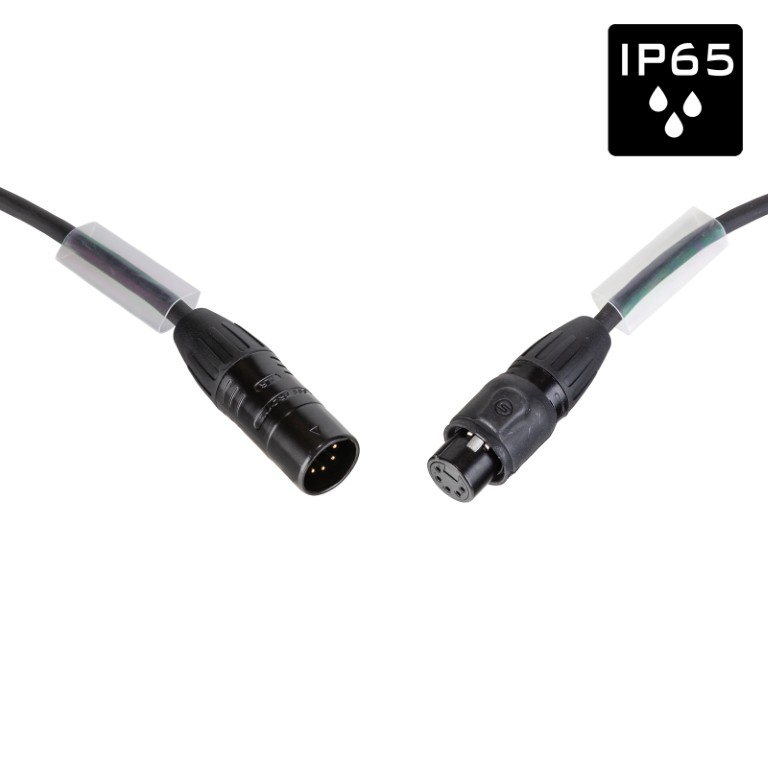 EURO PRO-SERIES: Geassembleerde DMX/AES-kabel met 5pin IP65 XLR Seetronic-connectoren, L=5m - DMX-5PMF-5M
