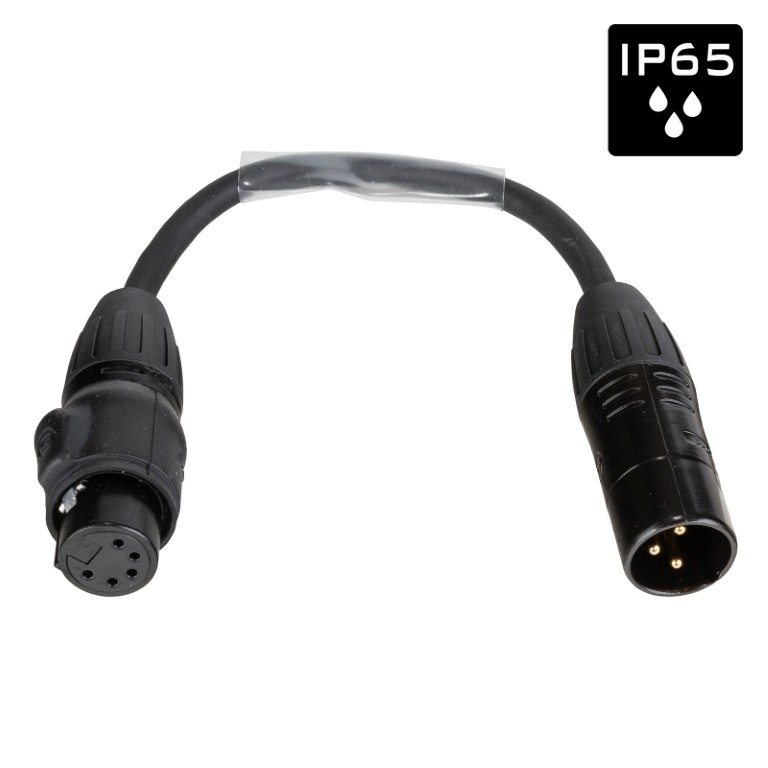 EURO PRO-SERIES: Geassembleerde DMX-adapterkabel 3pin/5pin met IP65 XLR-connectoren Seetronic, L=0,15m - DMX-3PM-5PF-0.15M