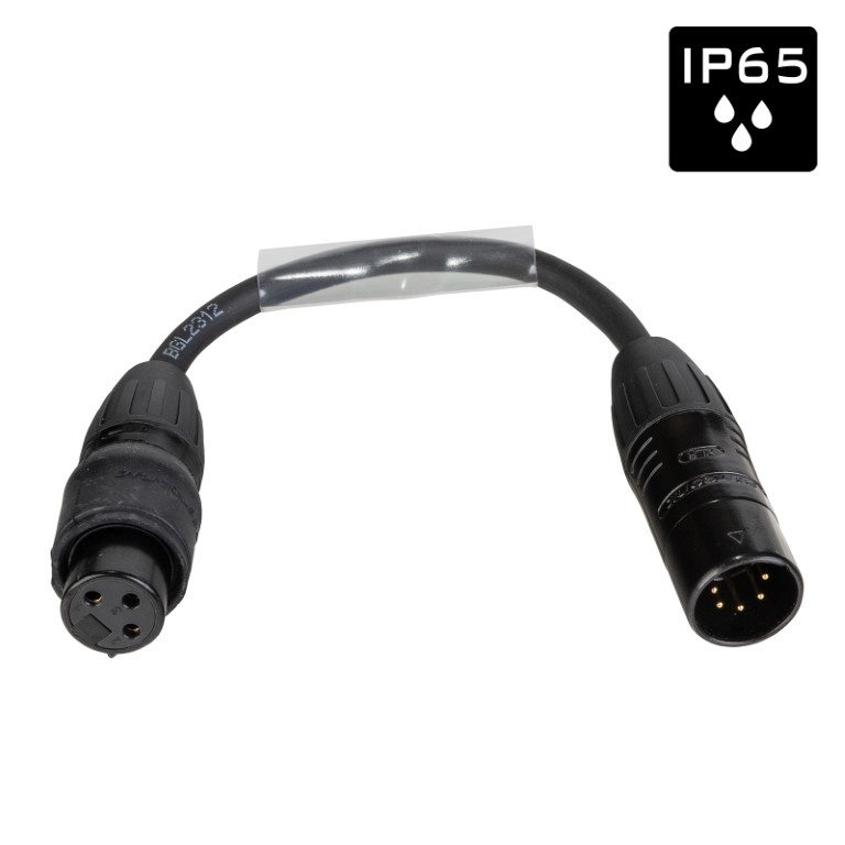 EURO PRO-SERIES: Geassembleerde DMX-adapterkabel 5pin/3pin met IP65 XLR-connectoren Seetronic, L=0,15m - DMX-5PM-3PF-0.15M