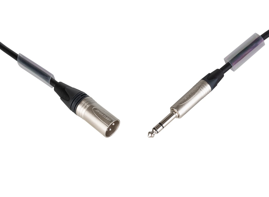 EURO PRO-SERIES: Gebalanceerde audiokabel 3pin XLR Male - Jack Stereo Male met Neutrik® connectoren, L=1,5m - AUD-3PM-JSM-1M5