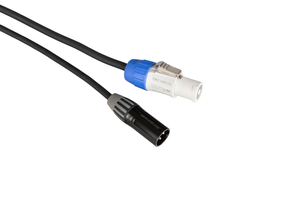 Combi kabel met Seetronic XLR 3pin en Powercon compatibele connectoren - Lengte: 1,5m - PC-HYBRID-XLR3-1M5