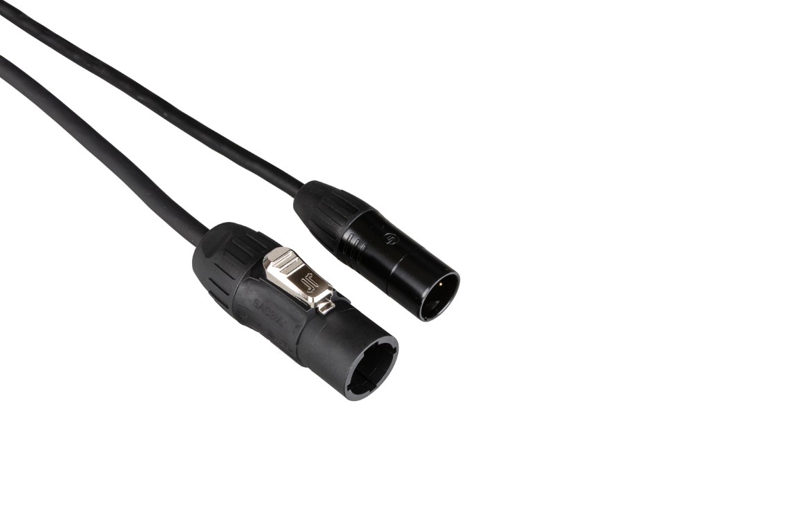 Outdoor DMX + Power Combikabel met Seetronic IP65 5-Pin XLR en PowerCON TRUE1-compatibele connectoren - Lengte 3m - PCT1-HYBRID-XLR5-3M