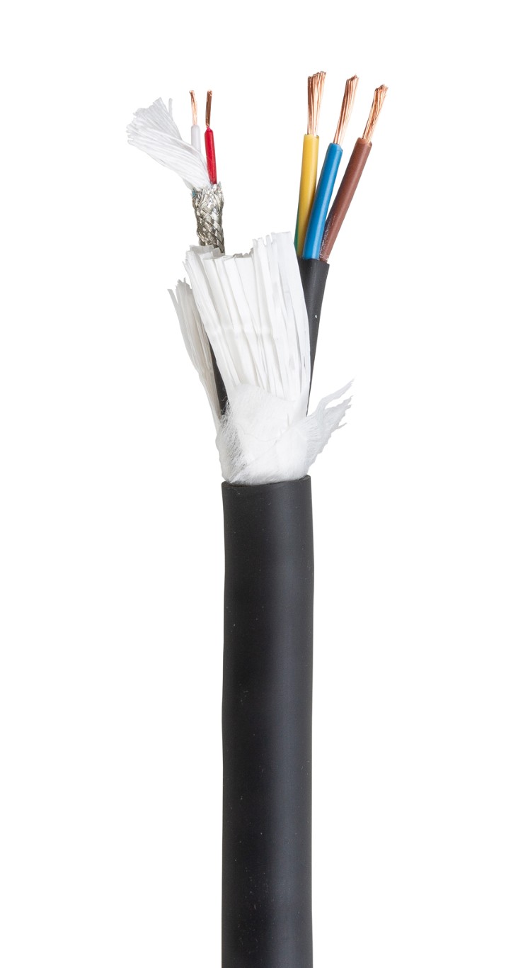 DMX + POWER 3x1,5 mm² kabel - kabel op rol 50m - Zwart - HYBCAB-315-50M