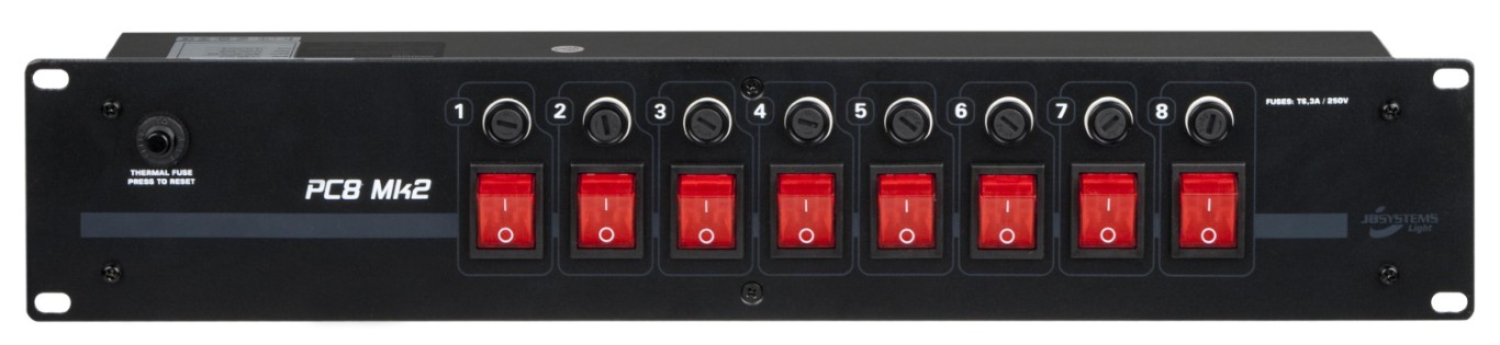 Stroomverdeler voor het bedienen van lichteffecten, volledig bekabeld - PC-8 Mk2 GER