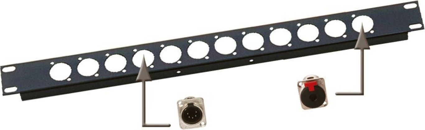 JV CASE Rackpanel 1 unit for 12x XLR connectors - RP 1U/XLR - Rackpanel XLR (D-size)