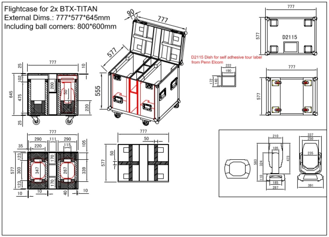 Professionele flightcase voor 2x BTX-TITAN met wielen - CASE FOR 2x BTX-TITAN