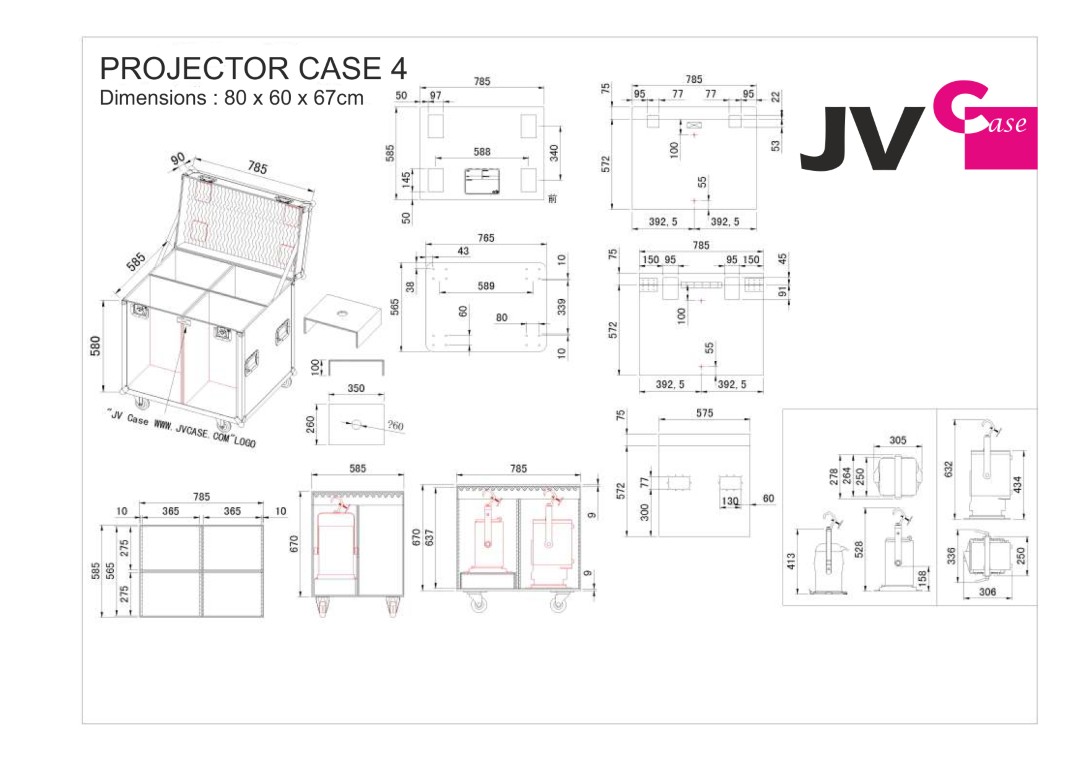 JV Case voor het vervoer van 4x projectoren ( BT-Theatre 250EZ, BT-Theatre 100EC Mk2,…) - PROJECTOR CASE 4