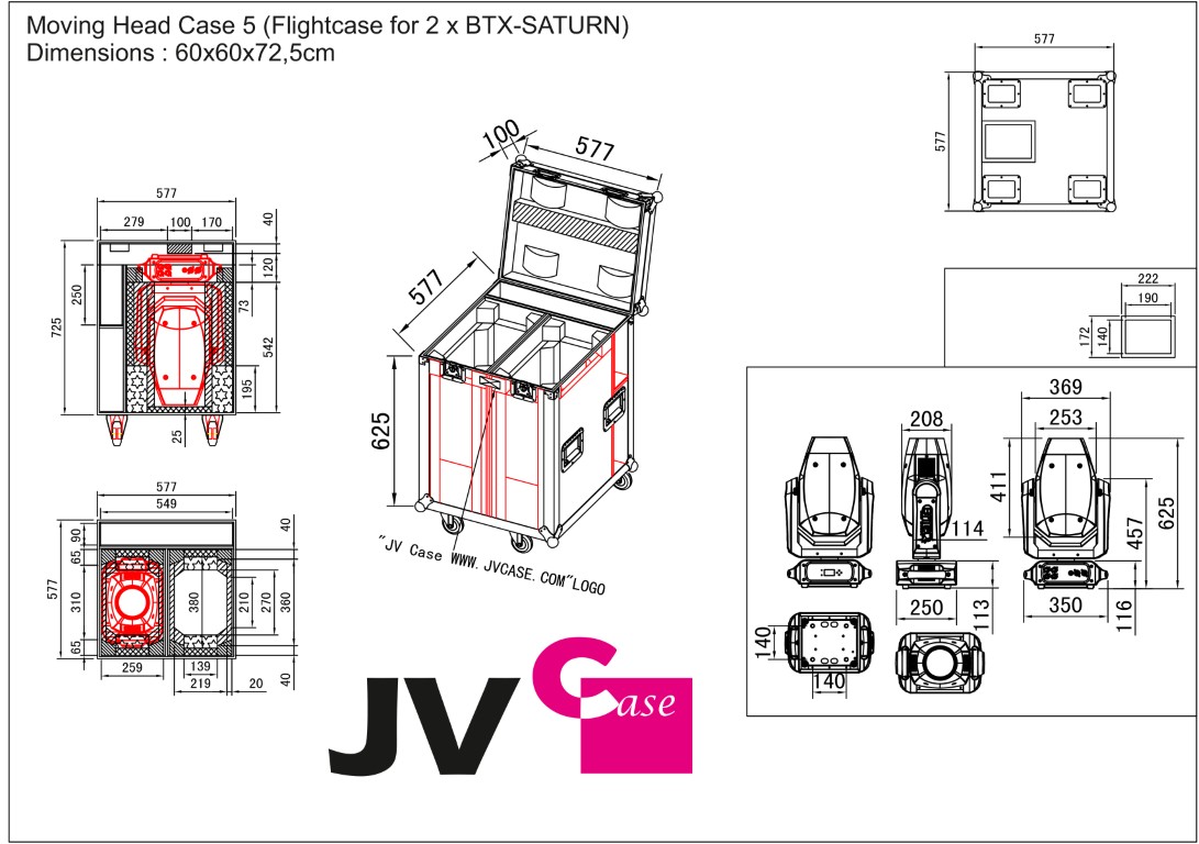 Flightcase voor 2x BTX-SATURN of BTI-BLIZZARD BSW1 moving heads - MOVING HEAD CASE 5