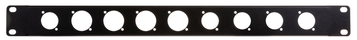 1U Rack panel to hold 4x Neutrik® TRUE1 F and 5x D-size connectors - RP 1U - 4xTRUE1 F - 5xD-size