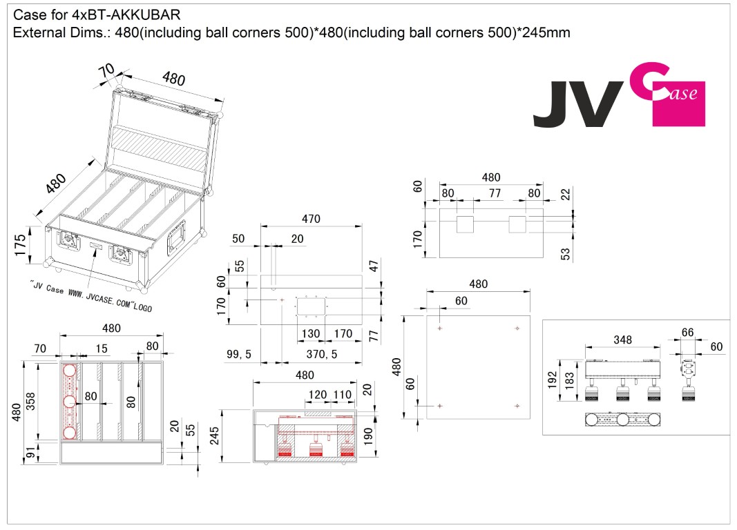 Flightcase voor het vervoer van 4x BT-AKKUBAR + toebehoren - CASE for 4x BT-AKKUBAR