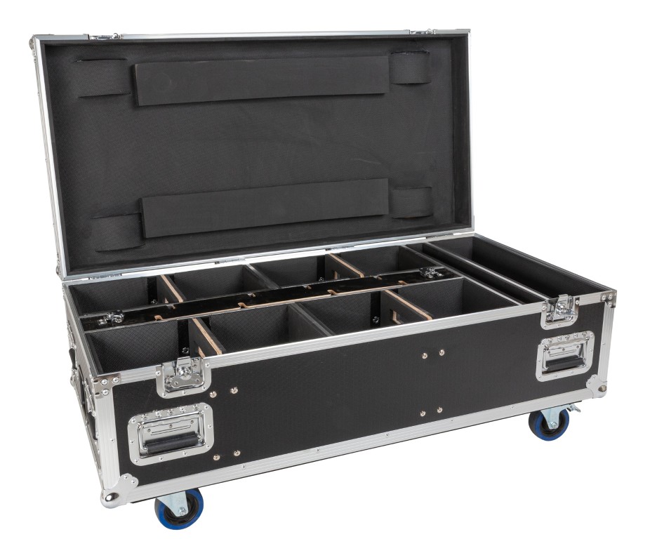 Stapelbare flightcase van 120x60 cm met wieltjes en oplaadvoorziening voor het vervoeren van maximaal 8x BTI-AKKUBEAMER of 4x BTI-AKKUCHROMA - CASE FOR AKKU BEAMER+CHROMA