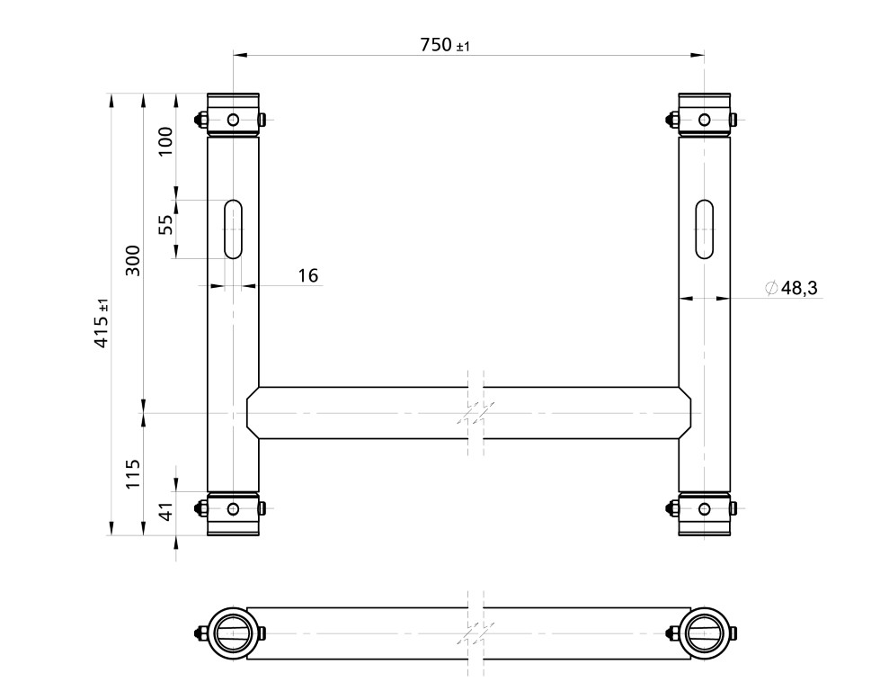 The aluminium 'H' Frame a perfect tool to fix all kinds of projectors and moving lights to truss. - BT-TRUSS H-Frame BLK 750x415