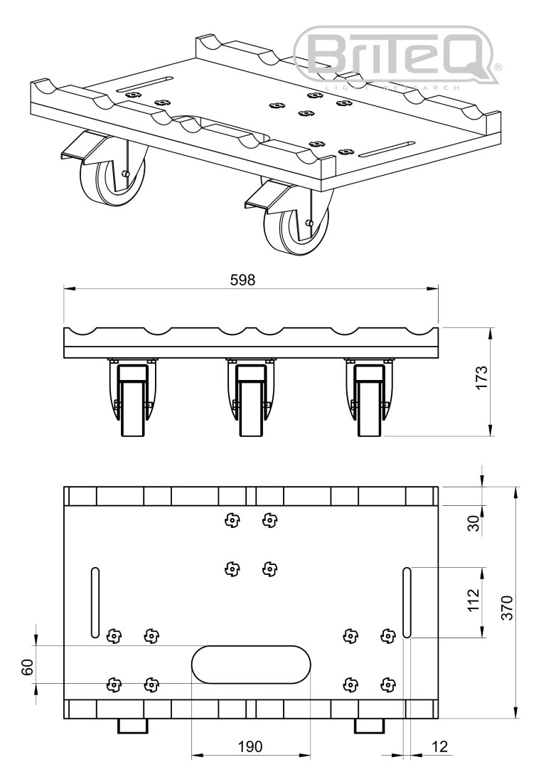 Trolley for easy transport of our ALU-truss 290 (square + tryangle) - BT-TRUSS 29-TROLLEY-BASE