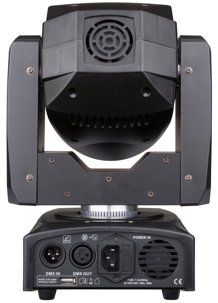 Een compacte LED moving spot (10°-30W-wit) en wash (6 x 8 RGBW) voor DJs en kleinere clubs. Voorbereid voor draadloze DMX: gewoon een optionele WTR-DMX DONGLE inpluggen! - STRIKER