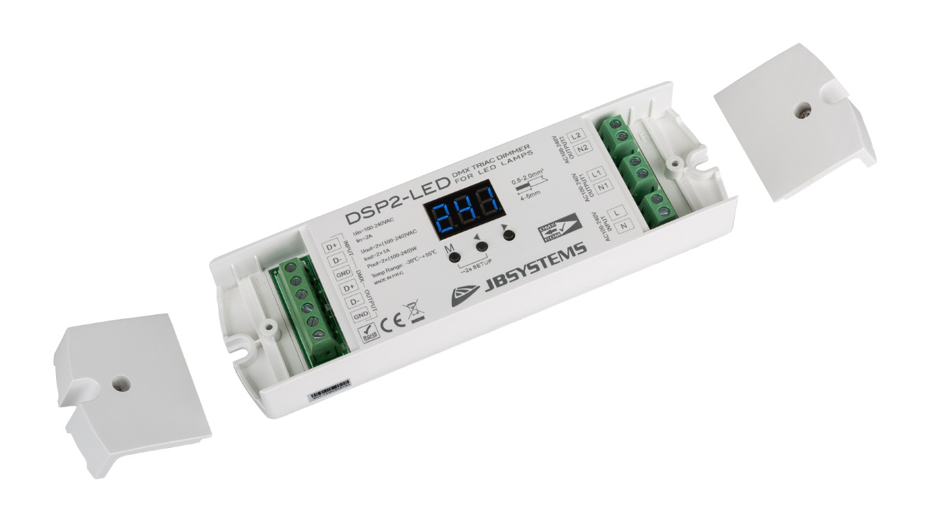 Triac dimmer / switch pack: 2 DMX kanalen voor 100-240Vac LED-lampen en andere kleine belastingen - DSP2-LED