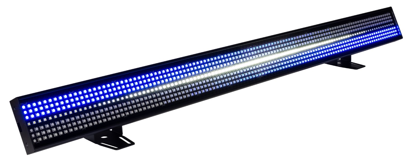 Een uiterst krachtige en veelzijdige hybride LED Pixel mapping bar met 112 superheldere CW LEDs (16 zones) en 672 RGB LEDs (32 zones). Art-Net / sACN besturing: uitstekend voor TV-studio's, concertpodia,... - BTX-LIGHTSTRIKE