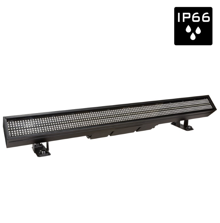 Een uiterst krachtige en veelzijdige hybride OUTDOOR LED Pixel mapping bar met 112 superheldere CW leds (16 zones) en 672 RGB leds (32 zones). Art-Net / sACN besturing: uitstekend voor TV-studio's, concertpodia,... - BTI-LIGHTSTRIKE IP66