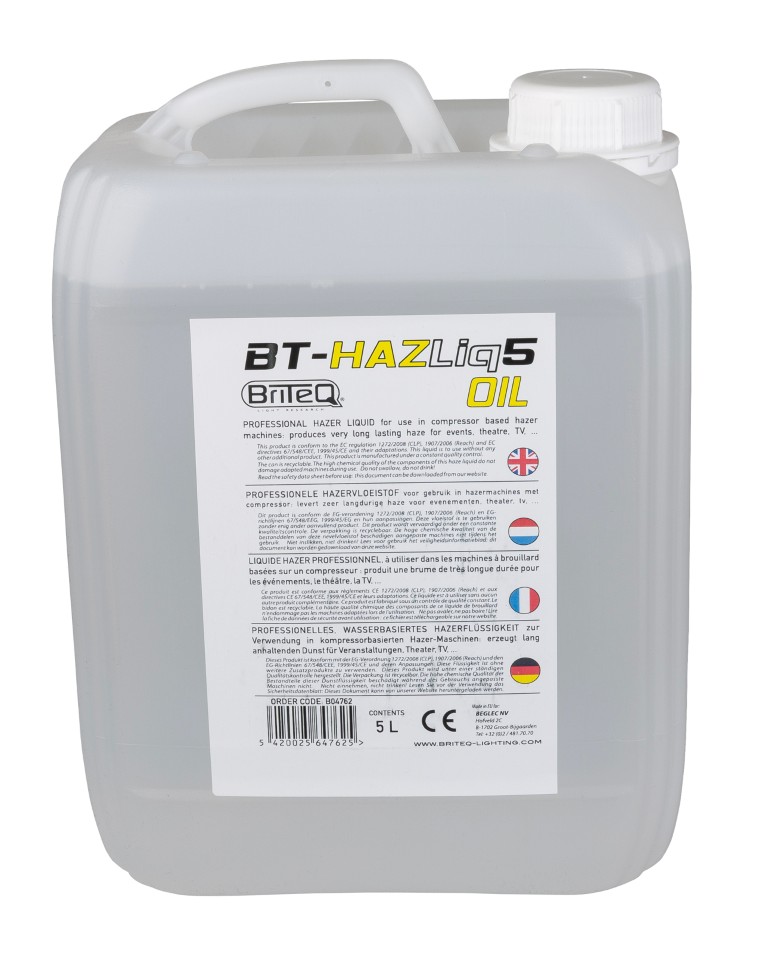PROFESSIONELE HAZERVLOEISTOF op oliebasis, voor gebruik in hazermachines met compressor - BT-HAZLIQ5 OIL