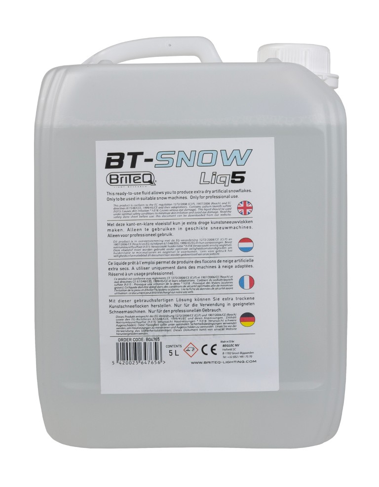 Sneeuwvloeistof met hoog volume en een laag residu, 5L tank - BT-SNOWLIQ5