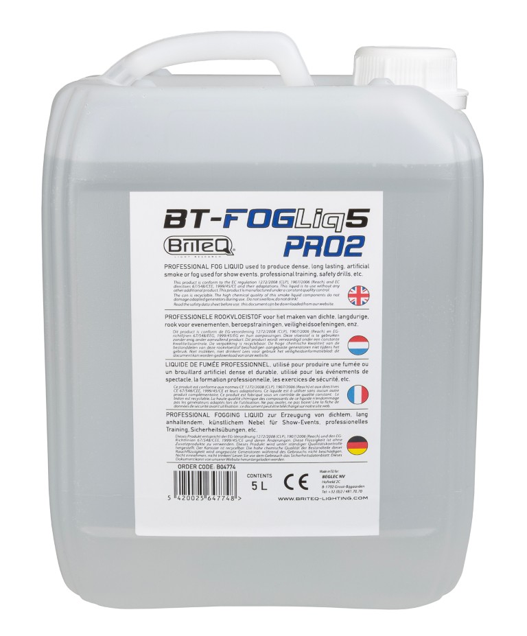 Professionele rookvloeistof, verder verbeterde formule – langdurig effect - BT-FOGLIQ5 PRO2