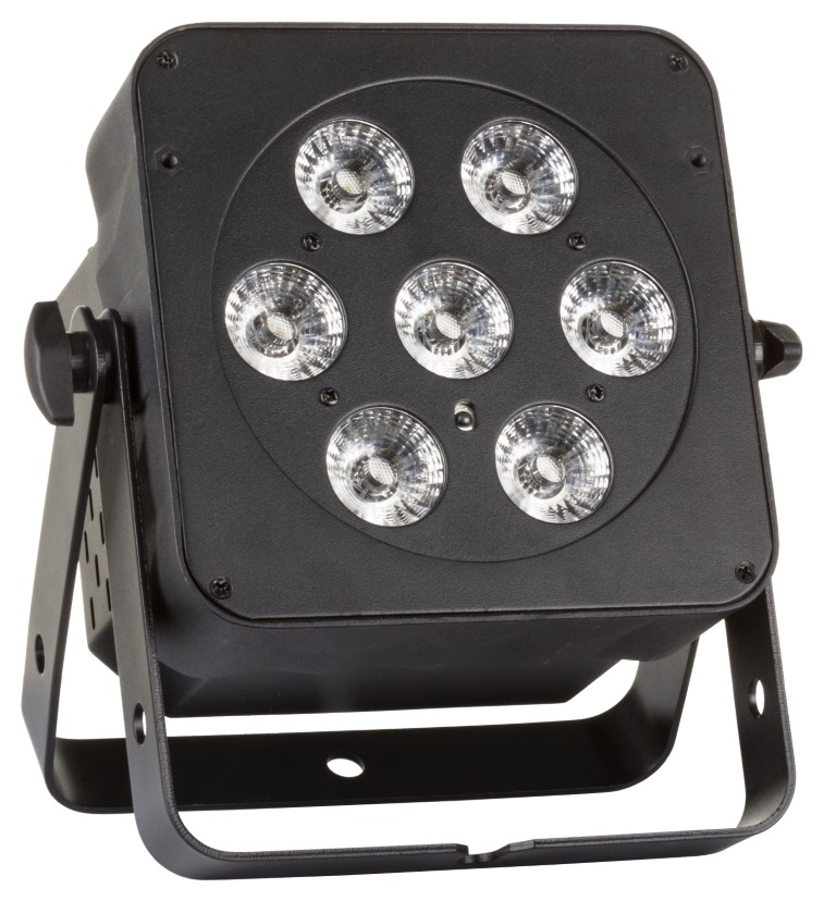 Zeer compacte energiebesparende led-projector voorzien van 7 RGBW leds van 8W - LED PLANO 7FC-BLACK