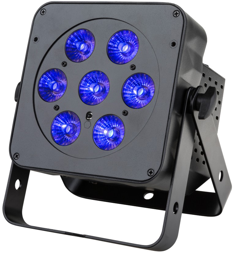 Zeer compacte energiebesparende led-projector voorzien van 7 RGBWA + UV leds van 12W ! - LED PLANO 6in1