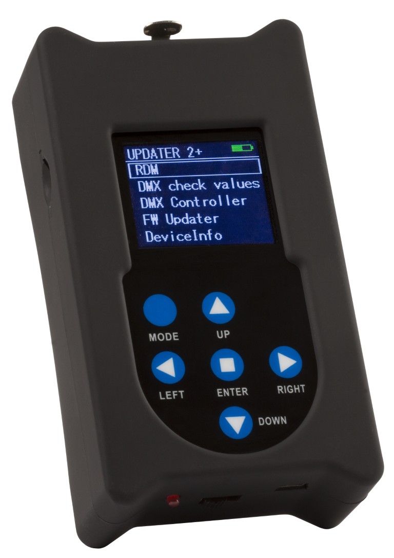 Zelfstandige firmware updater, voorzien van extra functies zoals RDM, controle DMX-waarden, DMX controller met 20stappen programma. - FIRMWARE UPDATER 2+