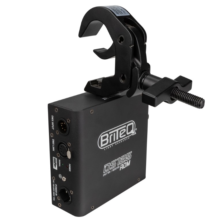 RDM-compatibele DMX-splitter: splitst netvoeding en DMX-ingang in 2 optisch gescheiden uitgangen. Compact en robuust, voorzien van PowerCON TRUE1 / XLR 5pin. - DS125-RDM