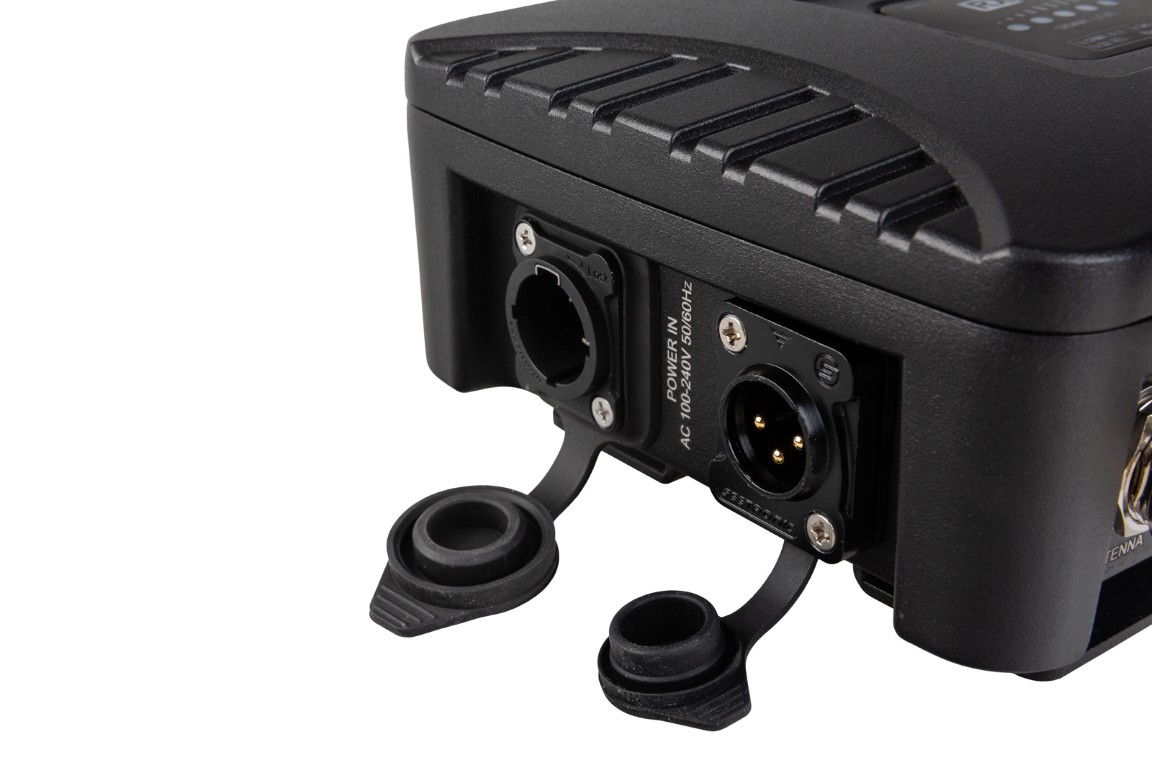 IP65 draadloze DMX-transceiver (zender + ontvanger) voor buitentoepassingen, compatibel met zowel LumenRadio® als Wireless Solution®. Robuuste behuizing voor vaste installatie en podiumtoepassingen. - WTR-DMX TRANSCEIVER IP Mk2