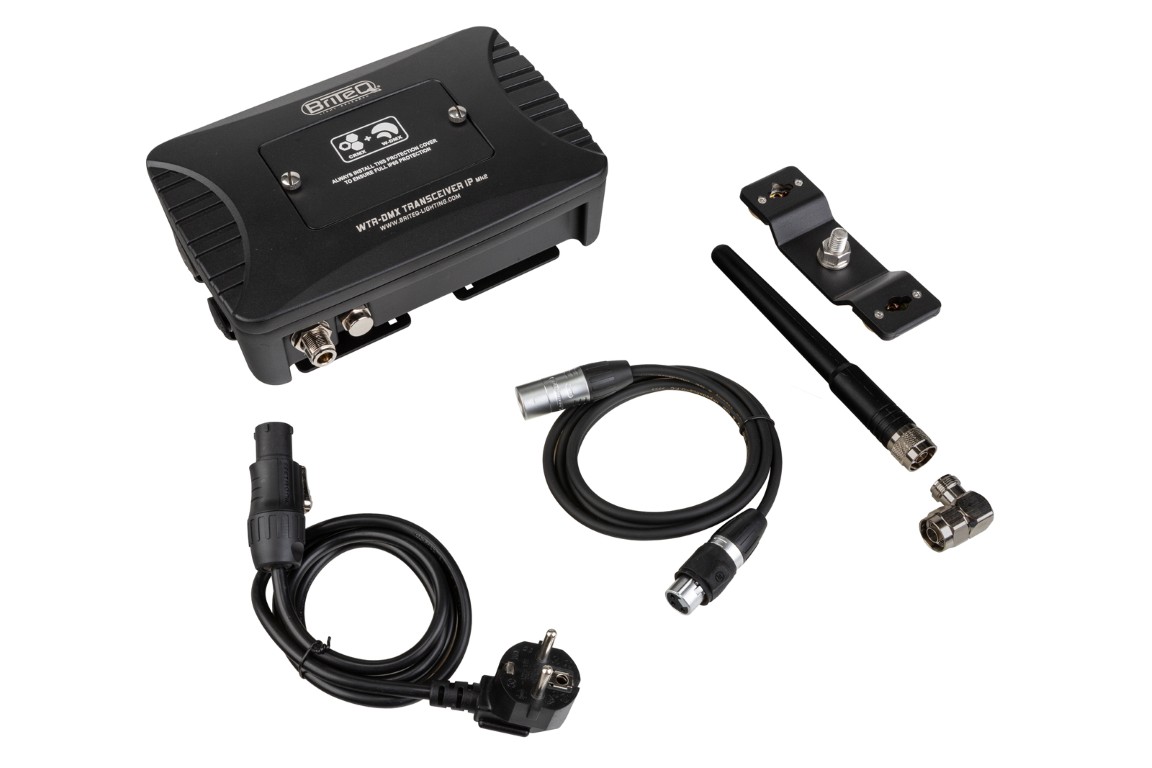 IP65 draadloze DMX-transceiver (zender + ontvanger) voor buitentoepassingen, compatibel met zowel LumenRadio® als Wireless Solution®. Robuuste behuizing voor vaste installatie en podiumtoepassingen. - WTR-DMX TRANSCEIVER IP Mk2