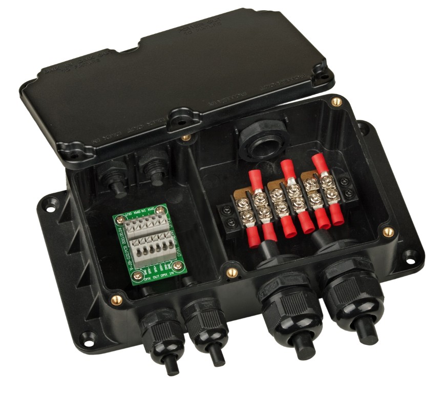 Waterdichte aansluitdoos voor de LDP-serie en andere buiten DMX-projectoren. - LDP-JUNCTION IP68