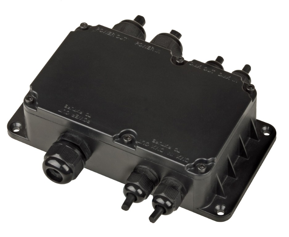Waterdichte aansluitdoos voor de LDP-serie en andere buiten DMX-projectoren. - LDP-JUNCTION IP68