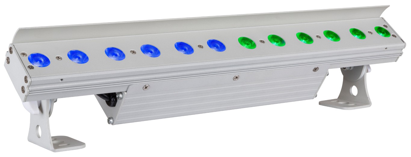 Krachtige indoor led-projector, perfect voor het oplichten van wanden & muren. 48cm lange behuizing, voorzien van 12 leds en 2 aanstuurbare secties. - LDP-COLORSTRIP 12FC