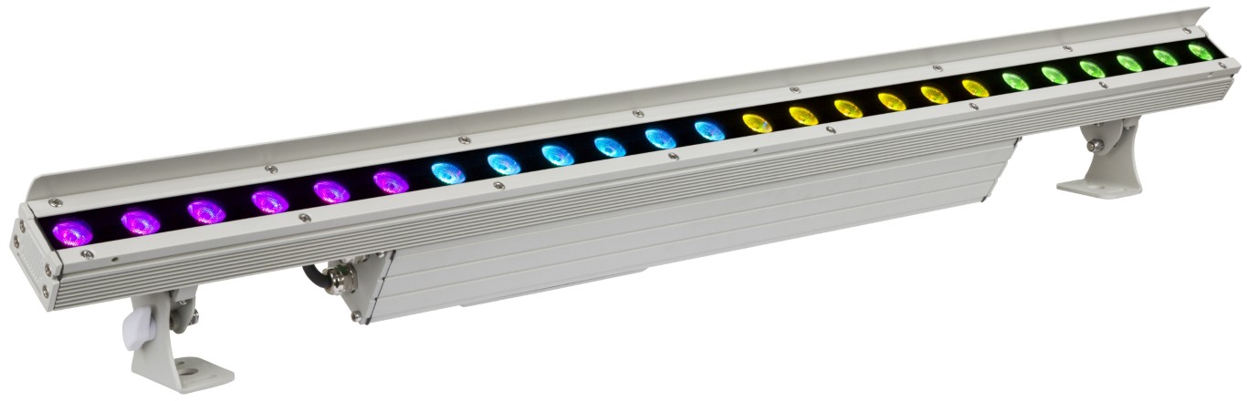 Krachtige IP65 LED projector (lengte: 96cm) uitgerust met 24pcs 4W RGBW LED's. De projector is verdeeld in 4 onafhankelijke secties. - LDP-COLORBAR 24FC