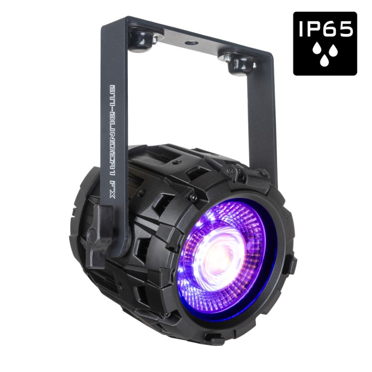 Supercompacte, veelzijdige en krachtige waterdichte 70W LED witte blinder met amber drift effect en 12W RGB AURA-effecten met volledige pixelregeling - BTI-BLINDER1 FX