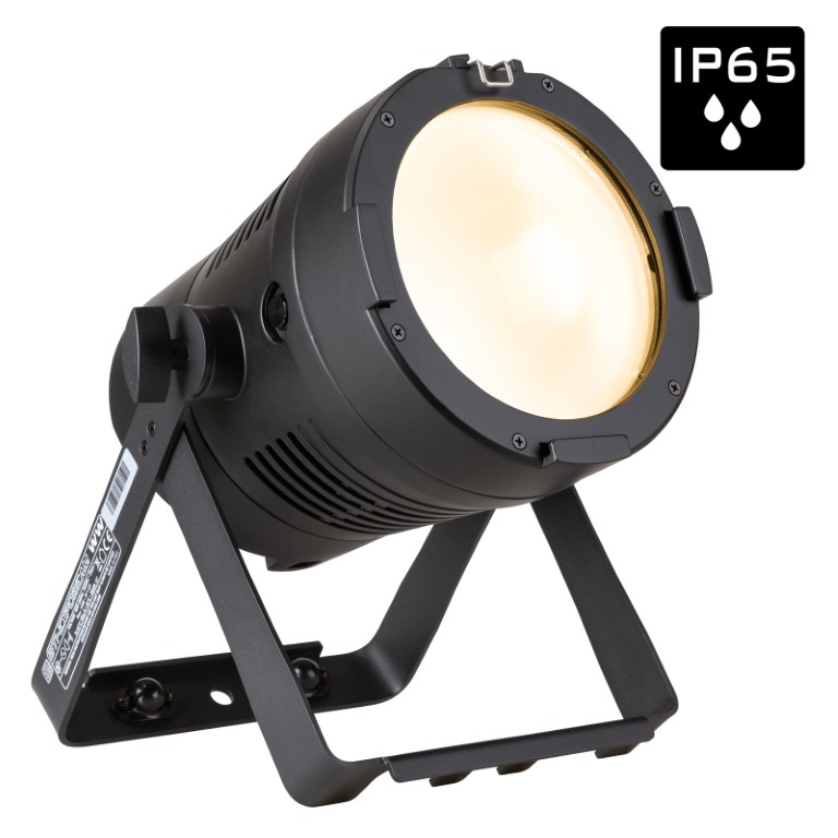 Krachtige IP65 witte COB-projector (3000K) met een stralingshoek van 15°, perfect voor het verlichten van indoor en outdoor beursstanden! Vervanger voor energieverslindende 