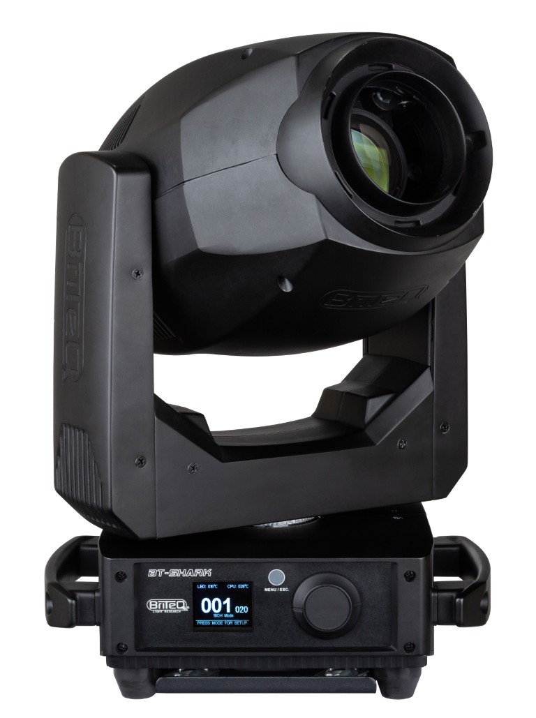 Zeer compacte maar extreem heldere 200W LED-moving head met gemotoriseerde (auto)focus en zoom voor clubs en verhuur! W-DMX optie beschikbaar. - BT-SHARK