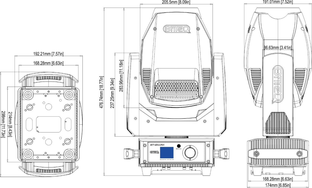 Zeer compacte maar extreem heldere 200W LED-moving head met gemotoriseerde (auto)focus en zoom voor clubs en verhuur! W-DMX optie beschikbaar. - BT-SHARK
