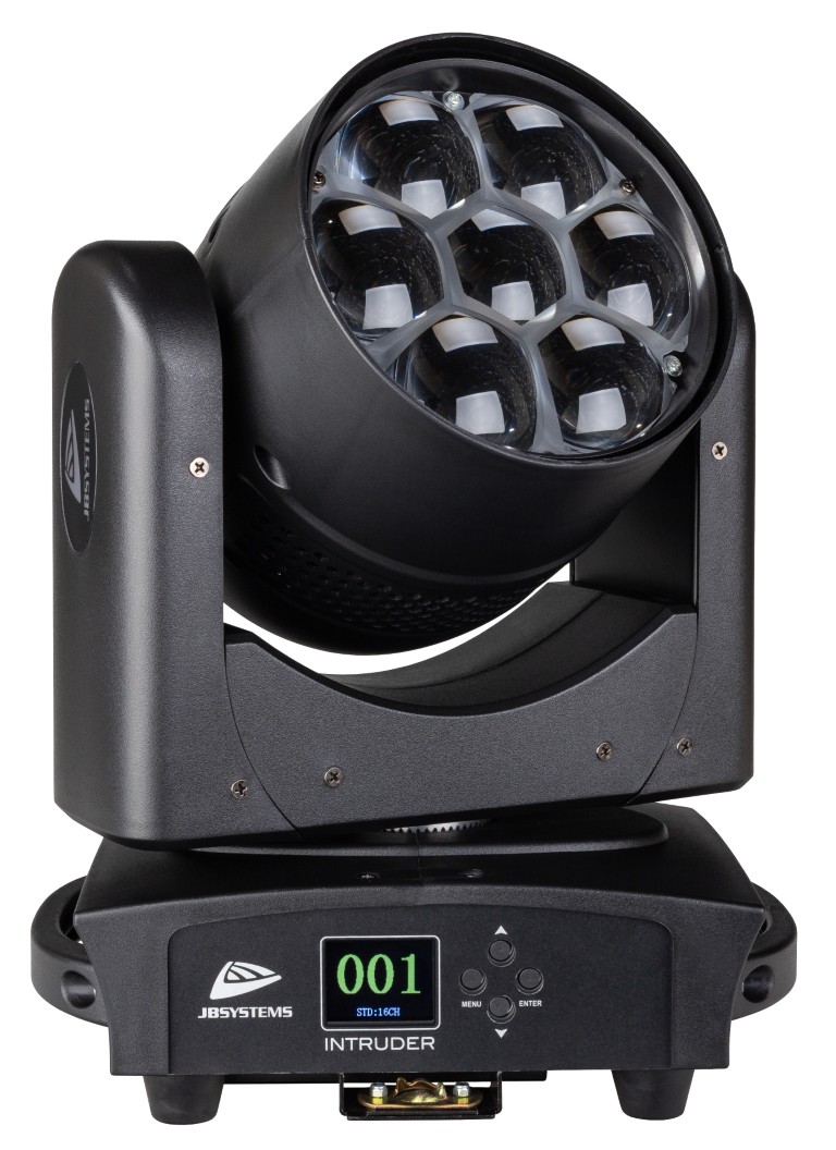 Krachtige maar uiterst compacte moving wash uitgerust met 7x40W RGBW LED's en een groot zoombereik van 5°-50° - INTRUDER