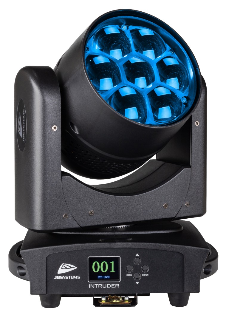 Krachtige maar uiterst compacte moving wash uitgerust met 7x40W RGBW LED's en een groot zoombereik van 5°-50° - INTRUDER
