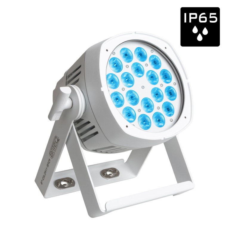Buitenprojector met 18x8W RGBW-leds, 20 ° stralingshoek, Neutrik TRUE1 Powercon-, 3P XLR-connectoren en IP-ventilatorkoeling - Witte versie - BT-COLORAY 18FCR WHITE
