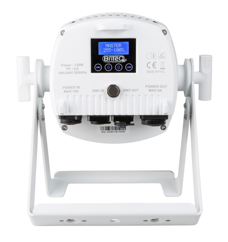 Buitenprojector met 18x8W RGBW-leds, 20 ° stralingshoek, Neutrik TRUE1 Powercon-, 3P XLR-connectoren en IP-ventilatorkoeling - Witte versie - BT-COLORAY 18FCR WHITE